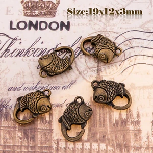 5 Vintage Style Bronze Fish Lobster Clasps - Picture 1 of 1