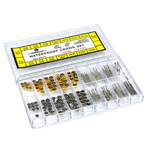 New 170PC Mixed Watch Stem&Crown Repair Parts Assortment Spare Parts Box - Picture 1 of 7
