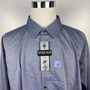J. Ferrar Men's Big 20/34-35 Blue Polka Dot Chambray Stretch L/S Button Shirt - Picture 1 of 10