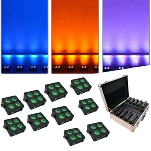 10Pcs+case Mini Uplight IR4 4X18W DMX LED Battery wireless Disco DJ Party light - Picture 1 of 11