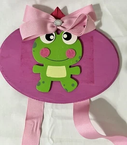 Pink Frog Girls Hair Bow Holder Wall Hanging Decor Organizer Ribbon Storage Kids - Picture 1 of 8