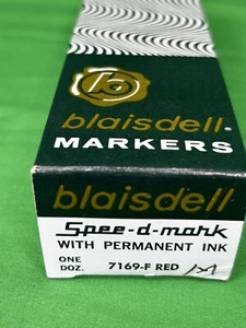 SPEE-D-MARK PERMANENT INK MARKER 7169-F Red BLAISDELL Box (12 Markers) Vintage - Picture 1 of 11