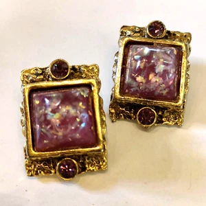 pregiati orecchini vintage americani anni 60 a clip con lucite vtg earrings - Picture 1 of 3