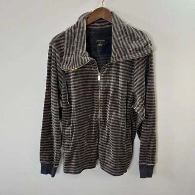 Chaqueta de terciopelo Calvin Klein para mujer talla 1X marrón a rayas informal ocio cómoda Foto 1 de 4