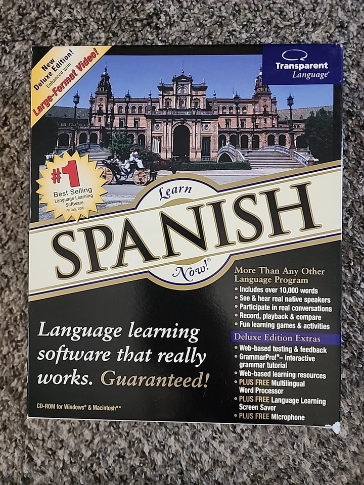 Learn Spanish Now! Windows/Mac CD-Rom Transparent Language Deluxe Ed Microphone  - Image 1 of 4