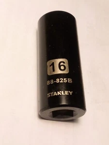 Stanley 16 mm x 3/8" Dr Deep Socket 6 Pt # 88-825B Black Chrome Free Shipping - Picture 1 of 2