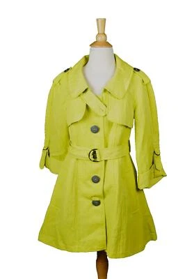 Nanette Lepore, for Bergdorf Goodmans Lime Green Trench Coat Size 4 {EX+} - Image 1 of 4