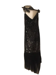 PINKO Sorrento Abito Strapless Sequin Dress Black Sequin 40 NWT - Picture 1 of 10