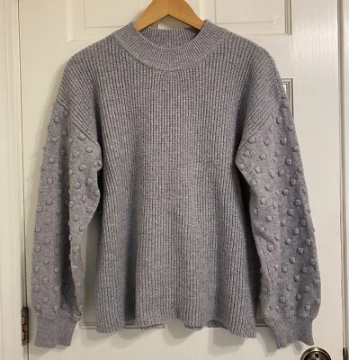 Suéter Vince Camuto Gris Texturizado Tejido Bobble Mangas Globo Talla Grande Foto 1 de 4