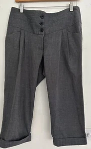 Vintage Y2k NEU Look Pants Grey Cropped Corporate Pockets Size 12 - Picture 1 of 7