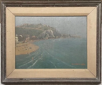 PINTURA AL ÓLEO de colección 1958 Robert Carey Sinker 'DOVER BEACH' Inglaterra acantilados blancos Foto 1 de 4