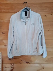 The North Face Jacket Womens Large White Fleece Full Zip Pockets Logo Cozy Warm - Picture 1 of 24