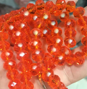 Wholesale 4x6mm Faceted Orange Crystal Rondelle Loose Beads 15" - Picture 1 of 3