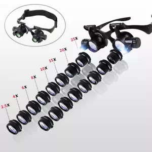 2.5X 4X 6X 8X 10X 15X 20X 25X Multi-Power Double LED Eyeglass Magnifier f Repair - Picture 1 of 12