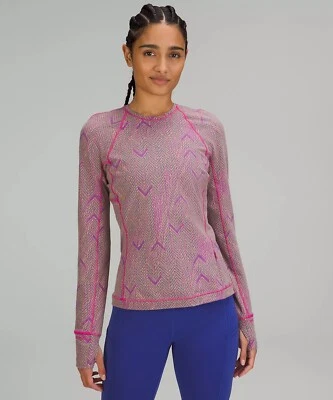 Lululemon It’s Rulu Run Manga Larga *Camisa Jacquard Talla 4 Chevron Rosa Sónico PSSO Foto 1 de 4