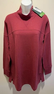 LL Bean Womens LARGE Soft Flex Mock Neck Pullover Sweatshirt Red Wine NWT - Image 1 of 4