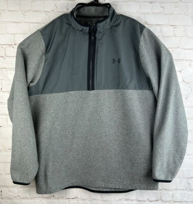 Under Armour Cold Gear Fleece 1/4 Zip Pullover Sweater Loose Fit Men’s 2XL Gray - Image 1 of 4