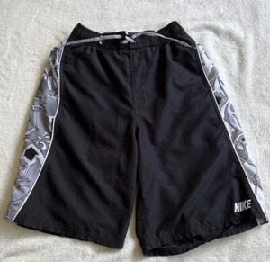 Nike Men's Black Grey Floral Print Swim Trunks Lined Size Small EUC - Picture 1 of 4