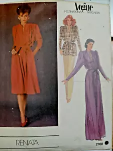 Gown Dress Tunic Belted Designer 8 Vogue 2700 Sewing Pattern VTG Loose RENATA - Picture 1 of 9