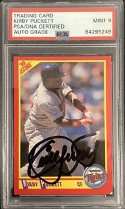 Kirby Puckett Signed 1990 Score #400 Baseball Card Twins HOF PSA/DNA Auto Mint 9 - Picture 1 of 3