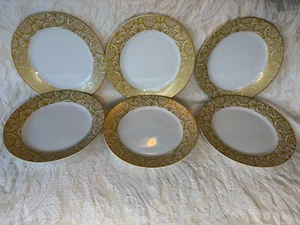 Juego 6 Platos de Almuerzo de Ensalada Pier 1 Importaciones FLORALES DORADOS 8" NUEVOS CON ETIQUETAS - Imagen 1 de 9