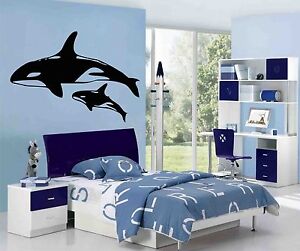 KILLER WHALES Wall Art Stickers, decals. Large Orca and its calf - stunning!