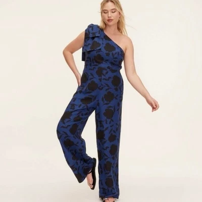 Kate Spade New York X Target One Shoulder Blue Black Jumpsuit Women's Size 16 - Image 1 of 4