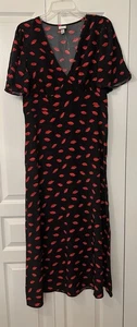 A New Day Women's Short Sleeve Maxi Sundress Black/Red Size 12 New - Picture 1 of 6