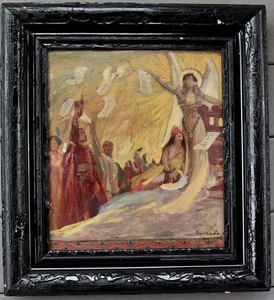Zsigmond Vajda Öl auf Karton Gemälde einer allegorischen Szene Eine Studie für ein Fresko - Bild 1 von 12