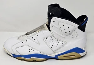 Nike Air Jordan 6 Retro Herren Größe 11,5 Weiß Blau Schwarz Basketballschuhe Sneaker - Bild 1 von 8