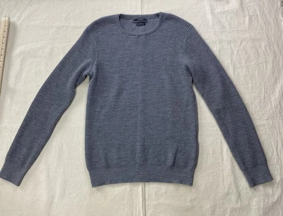 Zara Mens Sweater Large Crew Neck Knit 100% Fine Wool Pullover Classic Waffle - Image 1 of 4