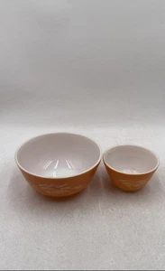 Pyrex Autumn Harvest Wheat Round Shaped Nesting Mixing Bowls Lot Of 2 - Picture 1 of 8