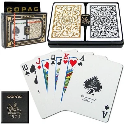 Copag Poker Size Regular Index Playing Cards 2 Decks (Black Gold Setup) NEW - Image 1 of 4