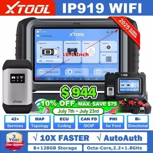XTOOL IP919 Car Topology Full Diagnostic Scanner Tool ECU Coding FCA AutoAuth - Foto 1 di 18