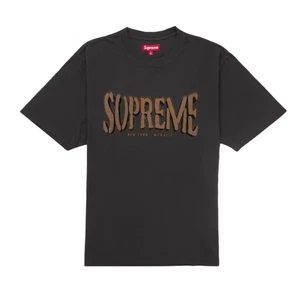 Supreme Flocked Washed S/S Top Black - Picture 1 of 3