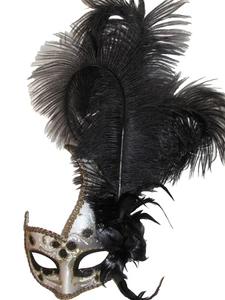 MAR 1F - A QUALITY ITALIAN 'SWAN' MASK  WITH A PROFUSION OF BLACK FEATHERS - Picture 1 of 3