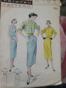 Vtg Sewing PATTERN Butterick 6493 Women’s 1950's Halter Dress & Jacket Sz 14 - Picture 1 of 3