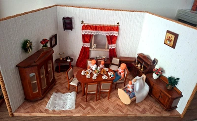 Puppenstube komplett eingerichtet hochwertig unbespielt Puppen Möbel - Bild 1 von 4