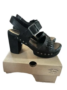 Kork-Ease Pasilla Sandals Women's Leather Platform Heel Black Size 7 M - Picture 1 of 6