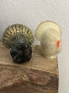 2 Vintage Türkei Figuren Herbst Deko Herbst Erntedank Jagdhaus Hütte Bauernhof - Bild 1 von 9