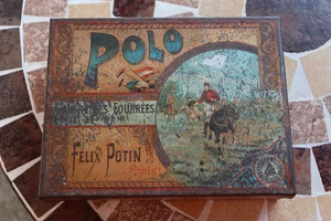Antique Felix Potin Paris Polo Biscuits Tin Box - Picture 1 of 9
