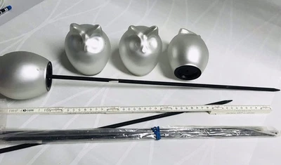 Paket # 3 Weihnachten Gartenstecker " Eule " Silber , Pflanzenstecker Deko Rosa - Bild 1 von 4