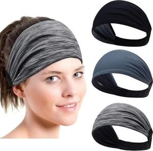 Bandas para sudar para hombre y mujer, diadema elástica antideslizante deportiva doble (paquete de 3) - Imagen 1 de 7