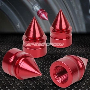 4 X ALUMINUM TIRE/RIM VALVE/WHEEL AIR PORT DUST COVER STEM CAP/CAPS RT011 RED - Picture 1 of 4