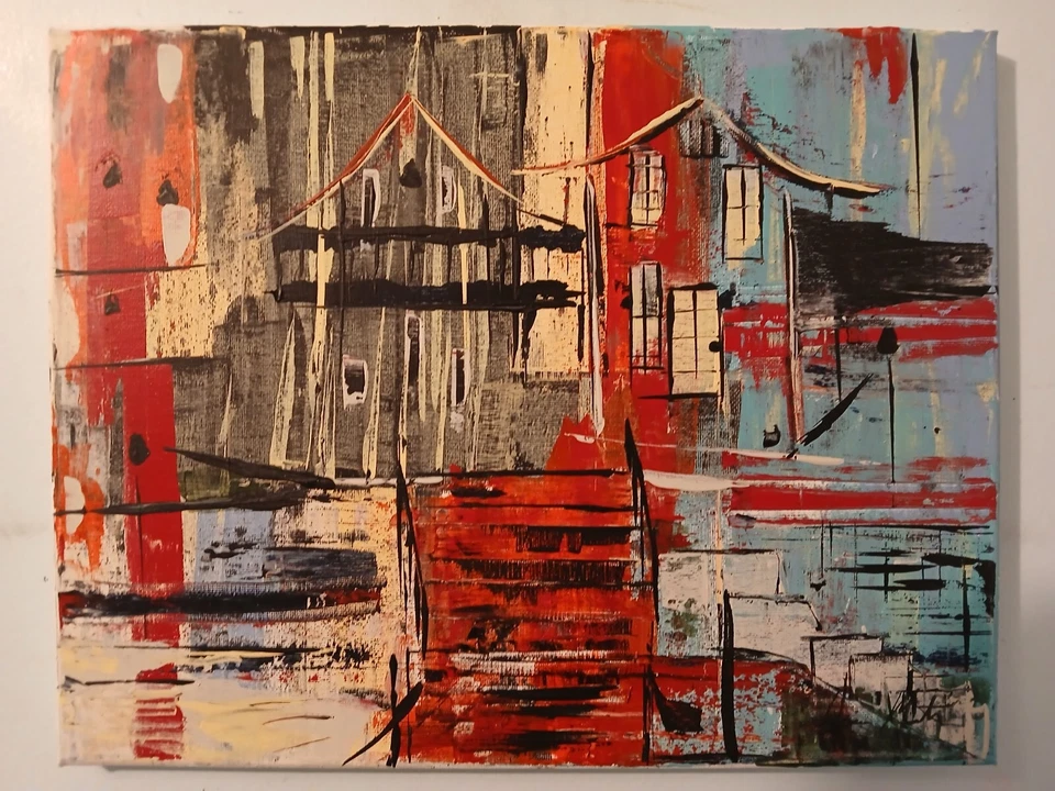 Pintura acrílica abstracta original sobre lienzo Foto 1 de 4