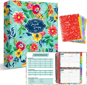 Recipe Binder, 8.5 x 11 inch 3 Ring Recipe Binder Kit with 50 Plastic Sleeves... - Picture 1 of 14