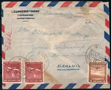 CHILE CORREO AEREO 3 + 2x10 Pesos Luftpost Brief 1954 SANTIAGO nach BERLIN