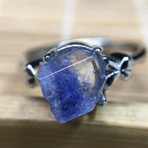 100%Natural Blue Rare Dumortierite Quartz Rutilated Adjustable Ring - Imagen 1 de 4
