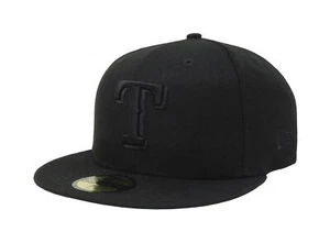 New Era 59Fifty Hat Texas Rangers Black on Black Fitted Cap 11591096 Color BLKBL - Picture 1 of 40