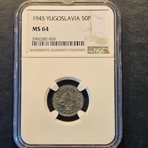 YUGOSLAVIA 50 PARA 1945 NGC MS 64 - Picture 1 of 4